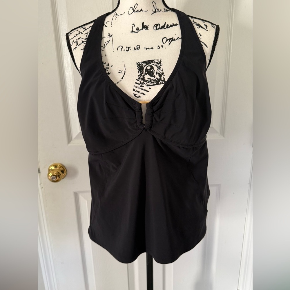 Lands' End‎ tankini halter top 16 Swimsuit Pool Black Beach Minimalist Outdoor